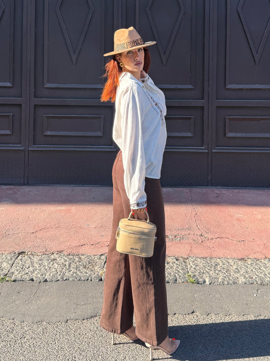 JEANS WIDE LEG MARRONE ✨