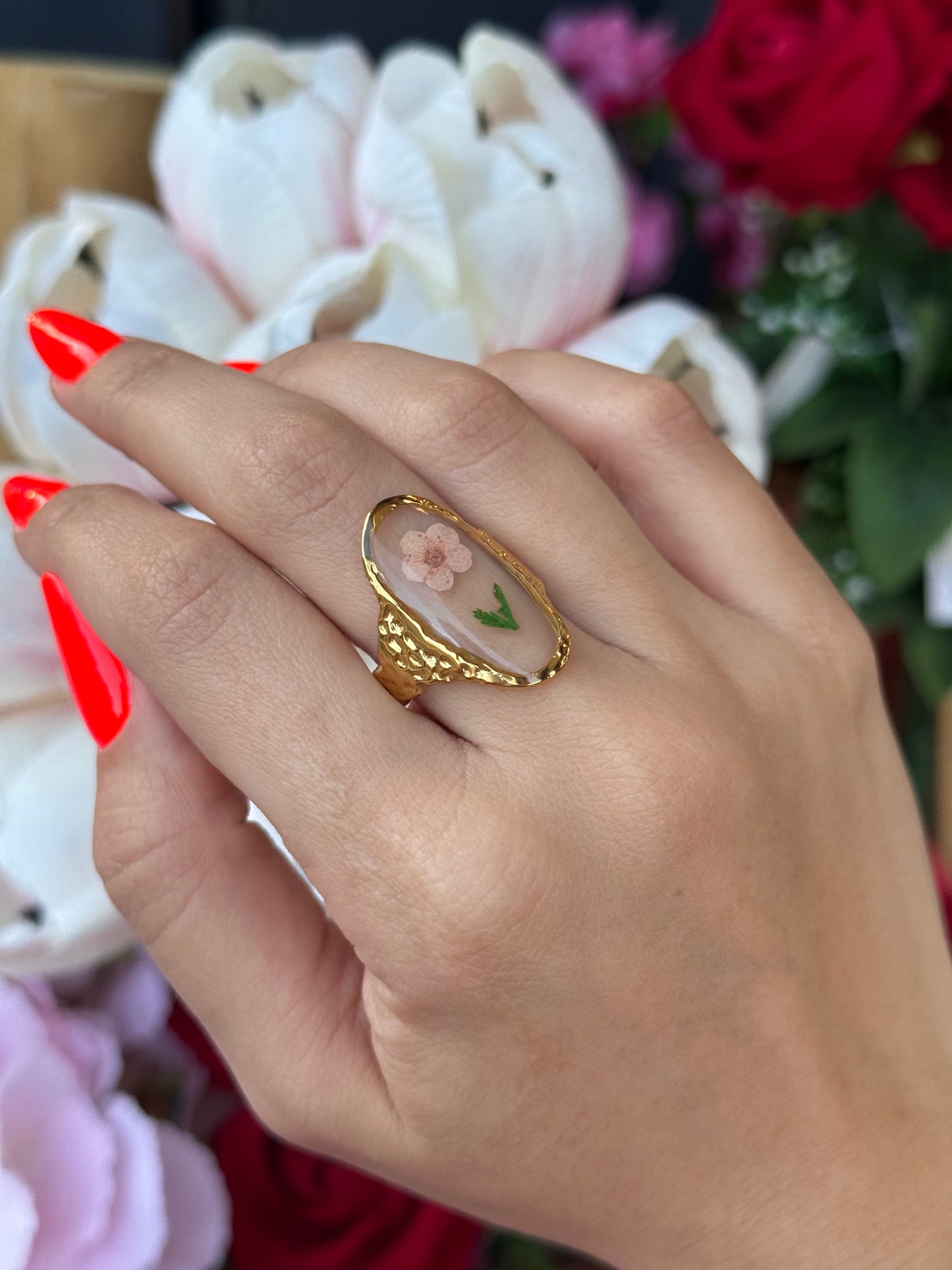 ANELLO FIORE SOTTOVETRO