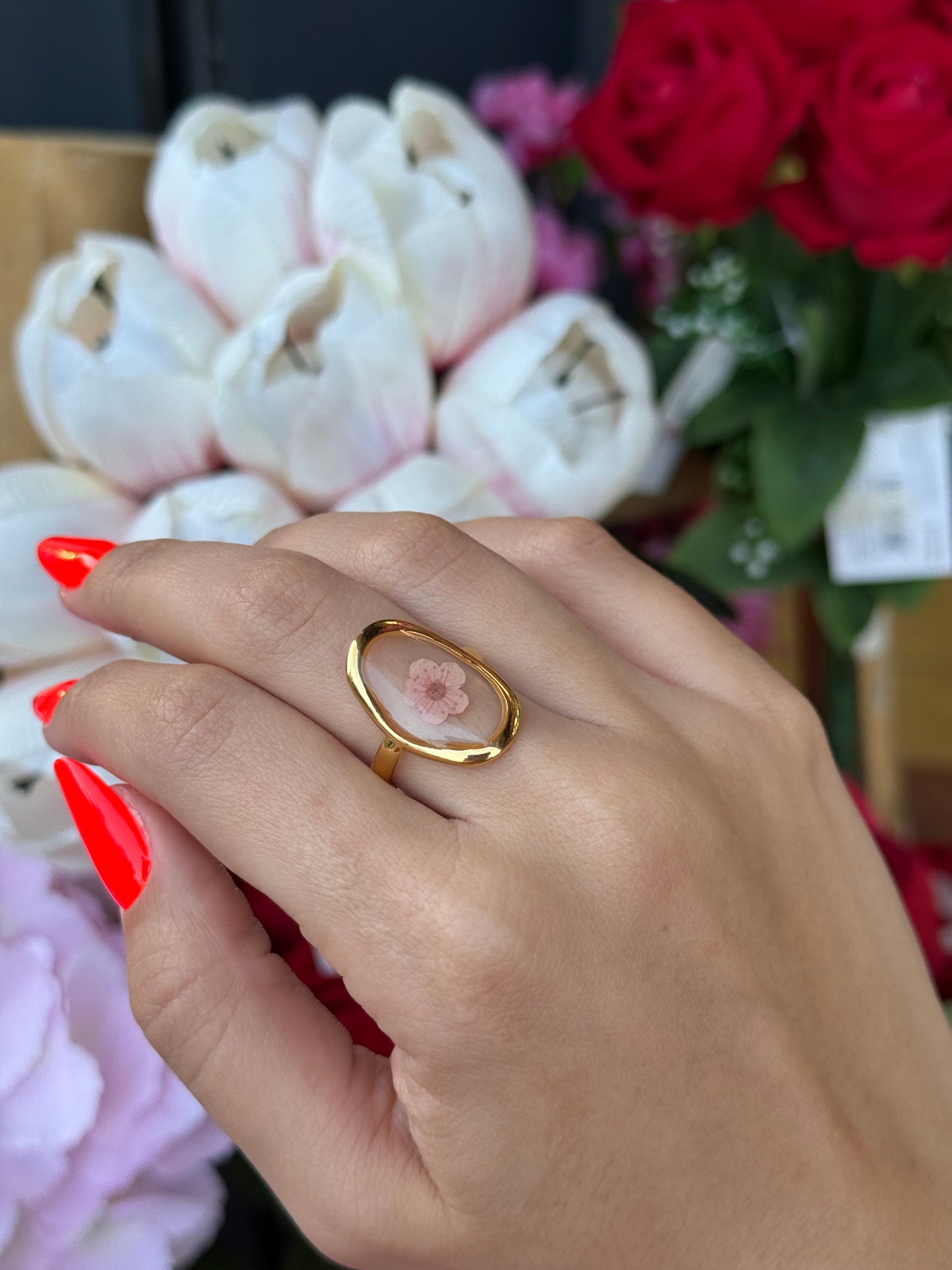 ANELLO FIORE SOTTOVETRO MINI