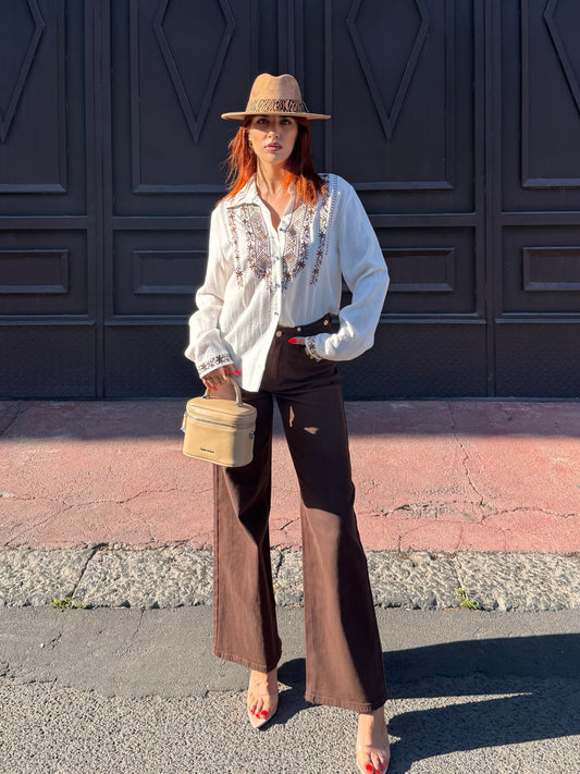 JEANS WIDE LEG MARRONE ✨